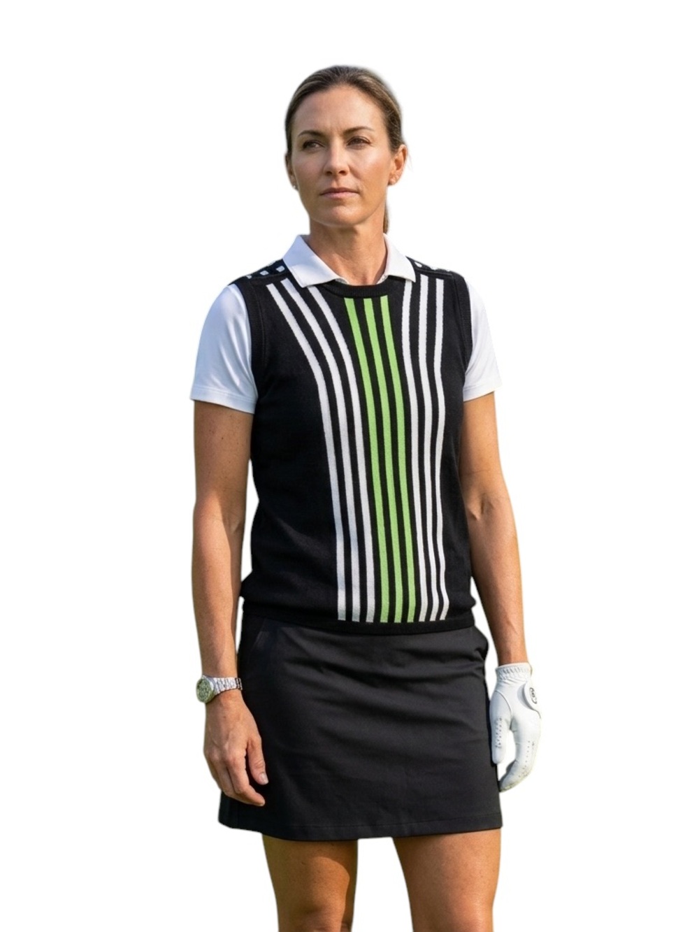 Jamie Sadock Black Sleeveless Knit Golf Sweater Vest